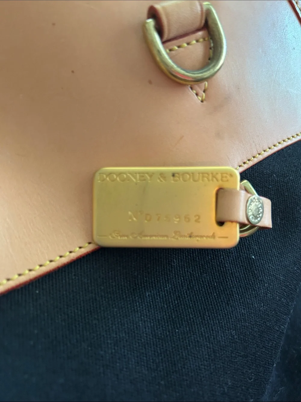 Dooney and Bourke Black and Tan Travel Tote Bag - Leather Trim